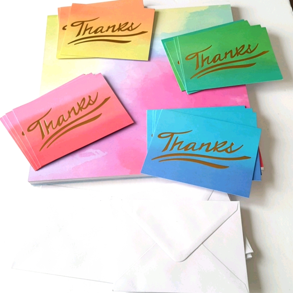 39% OFF - 32 pcs Multicolored Thank You Cards Envelopes 5.25"x4.5" in.